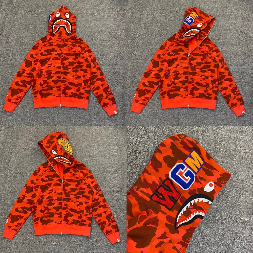 BAPE Shark Camo Full Zip Hoodie Red